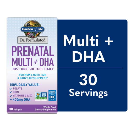 Garden of Life: Prenatal Multivitamin + DHA, Folate & Iron, Nutrition & Development, 30 Servings
