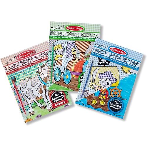 Melissa & Doug My First Paint with Water Activity Books Set - Animals, Vehicles, and Pirates - FSC Certified
