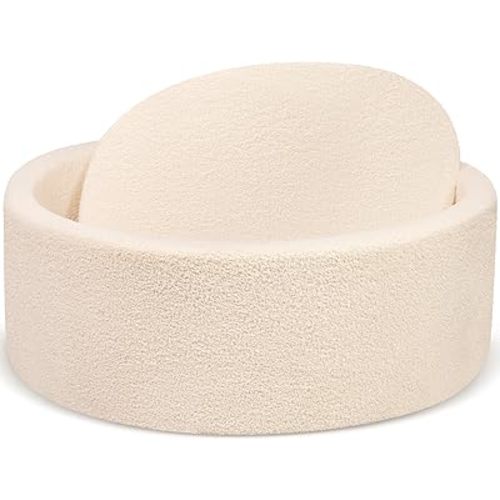 Imitation Teddy Colours Foam Ball Pits 35.4"x 11.8" Soft Round Playpen for Toddlers Dogs Cats with Soft Memory Sponge Indoor and Outdoor Game Beige(Balls not Included)