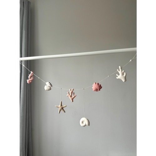 Nautical Handmade Garland: Starfish, Coral, Seashells, Coastal Wall Garland, Custom Ocean Nursery Hanging Decor