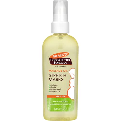 Palmer's Stretch Marks Massage Oil for Pregnancy & Weight Changes (3.4 Oz) | Pregnancy Skincare, Helps Moisturize & Soothe Dry, Itchy Skin During Pregnancy, Lightweight, Non-Greasy, 48hr Moisture