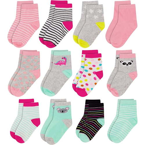 Rising Star Unisex Crew Kids Socks for Toddlers (12 Pack) - Animal Patterns