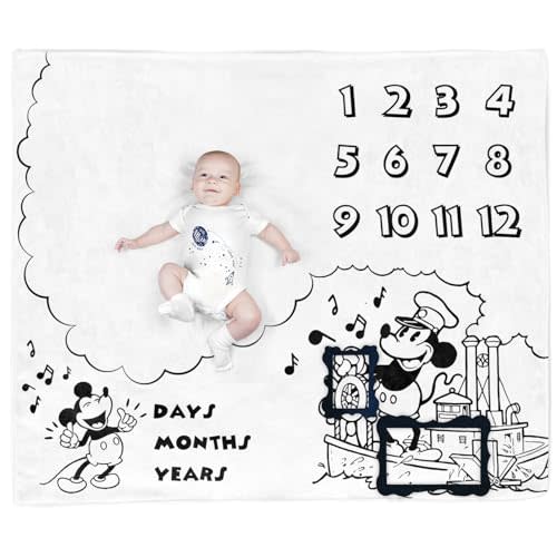 Baby Monthly Milestone Photo Blanket - Made with Soft Polyester and Classic Black & White Color Matching HB01-1A