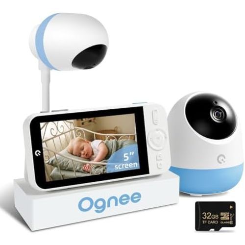 Ognee Baby Monitor with Camera and Audio, 24h Recording Playback 32GB