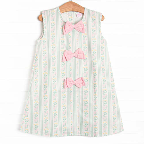Stems and Stripes Dress, Green – Stitchy Fish