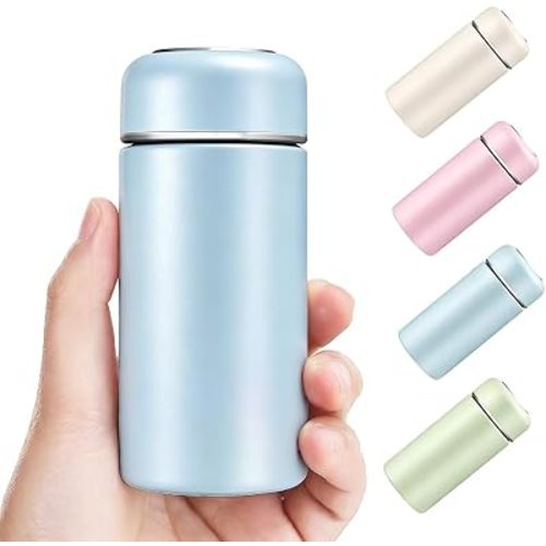Mini 7 oz Stainless Steel Insulated Vacuum Water Bottle, Cute Small Thermoses, Flask, Leak Proof,Keeps Drink Cold and Hot - Blue