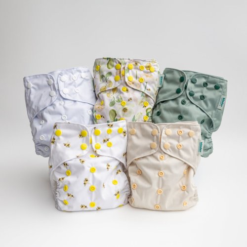 Floral Buzz - Essential Pocket Diapers - Cloth Diaper Value Bundle - 5 – Kinder Cloth Diaper Co.