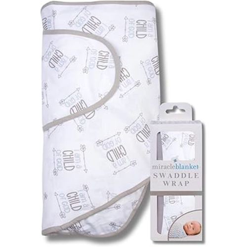 Miracle Blanket Swaddle Wrap – Help Your Newborn Sleep Longer – Soft & Secure Sleep Sack for Infants – Easy-to-Use Swaddling Blanket for a Calm Baby (Child of God)