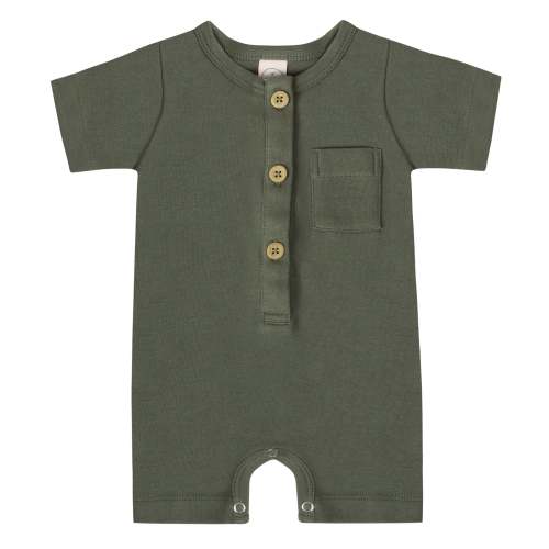 Short Romper in Olive Organic Cotton