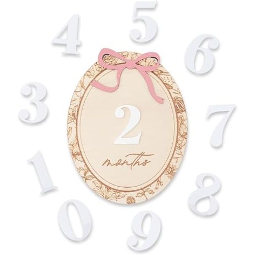 Baby Monthly Milestone Set, 1–12 Month Photo Markers, Newborn Photography Props, Growth Memory Cards, Nursery Decor (Pink D23)