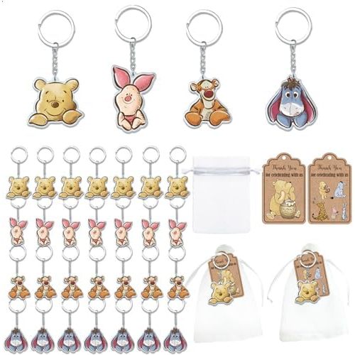 Ggjgrpx Winnie Baby Shower Favors, Gender Reveal Birthday Party Supplies, Thank You Winnie Keychain for Party