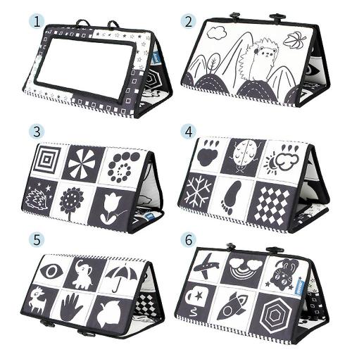 Tummy Time Mirror Flip Baby Floor Mirror Black & White Sensory Toys Brain Development Vision Newborn