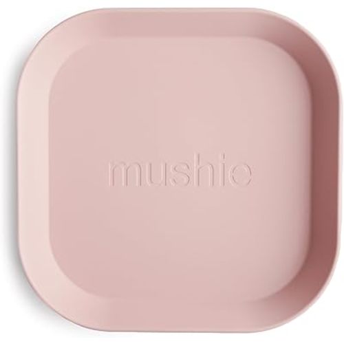 mushie Square Dinnerware Plates for Kids | Made in Denmark, Set of 2 (Blush)