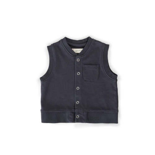 French Terry Patch Pocket Vest - Ink Blue