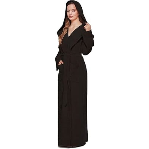 Arus Women's Princess Robe Ankle Long Hooded Lightweight Turkish Cotton Bathrobe