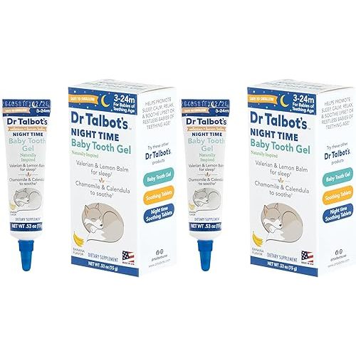 Dr. Talbot's Night Time Baby Tooth Gel for Sore Gums - .53 oz Tube - Banana Flavor - for Ages 3-24 Months (Pack of 2)