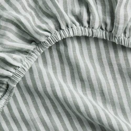 Supersoft Pine Green Striped 100% Organic Cotton Gauze Baby Crib Fitted Sheet