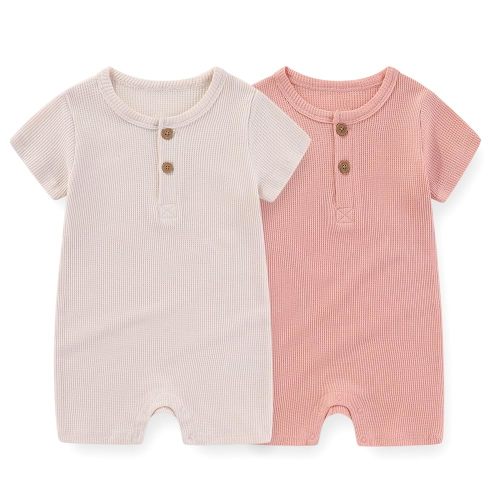 Unisex Short Sleeve Baby Romper 2 Pack Cotton Solid infant Boy Girl Jumpsuits Soft New Born Clothes