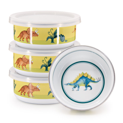 Golden Rabbit Set Of 4 Dinosaurs Child Bowls