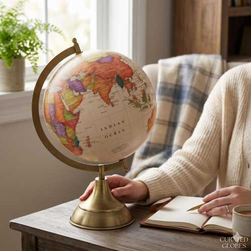 Vintage Globe, Decorative Educational Globe for Home Décor - 8 Inch Diameter - Gift