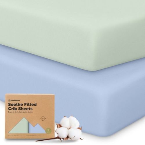 KeaBabies 2pk Soothe Fitted Crib Sheets Neutral, Organic Baby Crib Sheets, Fits 52x28 Standard Nursery Baby Mattress (Dew)