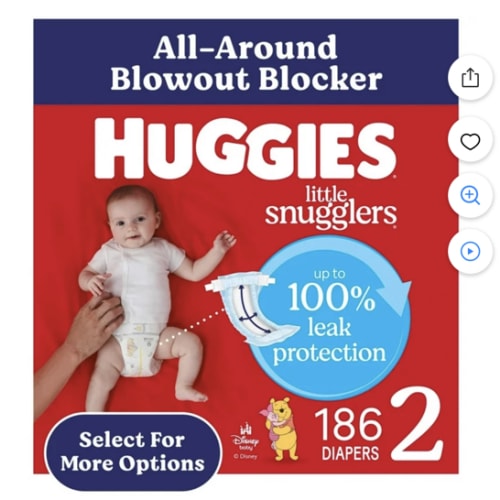 Huggies Little Snugglers Pañales sin Perfume para Bebé, Talla 2 (5,4-8,2 Kg), 186 Unidades (Seleccione para Más Información)