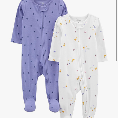 Simple Joys by Carter's Baby Girls' Cotton Footed Sleep and Play, Pack of 2