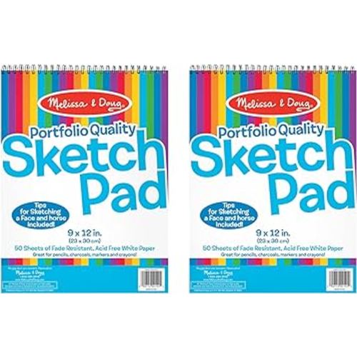 Melissa & Doug Drawing Paper, Sketch Pad, 2-Pack Bundle for Coloring, Writing or Painting (9 x 12 inches) - 50 Sheets Each, Kids Drawing Pad & Art Supplies for Kids Ages 3+ - FSC Certified
