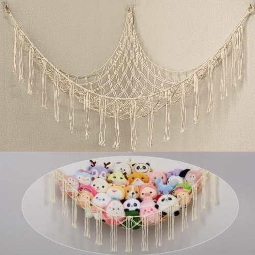 Stuffed Animal Hammock Corner Storage, Toy Hammock Large Plushie Net, Stuffed Animal Holder Hanging Organizer, Kid Bedroom Decor Boho Nursery Playroom Organizer for Nursery Kids Bedroom