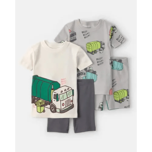 Baby Boy 4-Piece Trash Truck 100% Cotton Short-Sleeve Snug Fit Pajama Set | Carter's