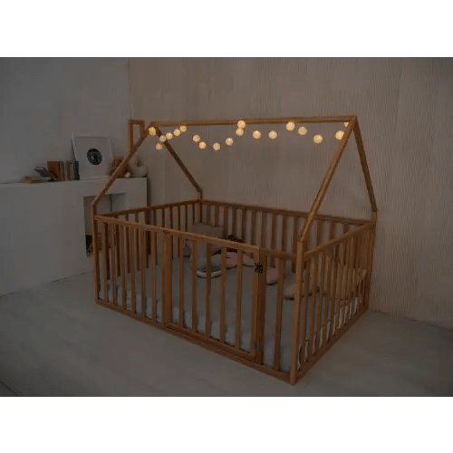 Montessori Wooden Playpen Bed with Fall Protection (Model 21)