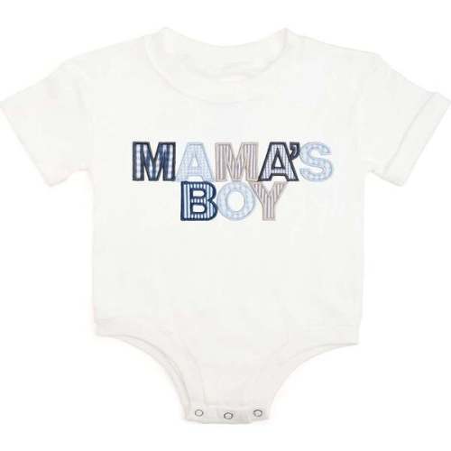 Mama's Boy Patchwork Short Sleeve Romper, White - Sweet Wink | Maisonette
