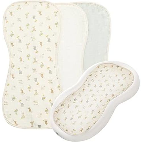Hombys Washable Baby Changing Pad Cover - Waterproof Muslin Changing Table Pad, 3 Pack - Cream White, Light Green, Animals