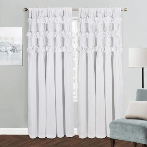 Blackout Drapes 54" x 84" x 2 Panels, Handmade Ruffles