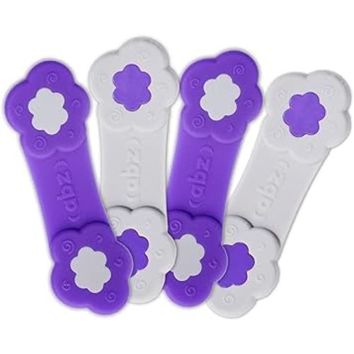 ABZ Pin Free Cloth Diaper Fasteners for Prefolds, Pre-Flats or Flat Diapers - 4 Pack - Purple