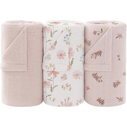 Swaddle Blankets Soft Breathable Muslin Blankets for Baby Boys & Girls