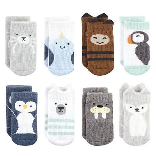 Hudson Baby Infant Boy Cotton Rich Newborn and Terry Socks, Arctic Animals