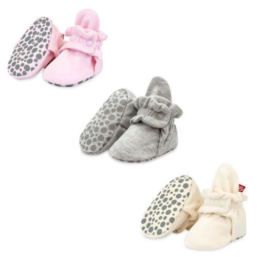 6M Size -- Zutano Baby Booties Variety Pack - Gray/Pink/Cream | Zutano