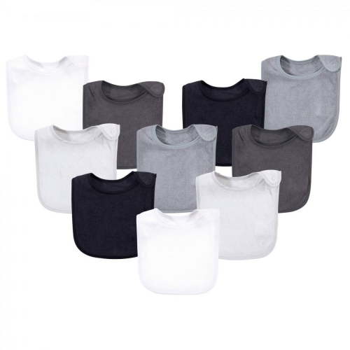 Hudson Baby Infant Unisex Rayon from Bamboo Terry Bibs, Black White, One Size