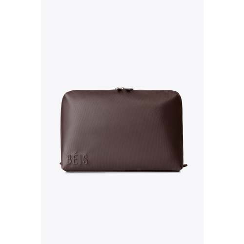 BÉIS The Large Pouch in Espresso - Brown Large Cosmetic Travel Bag & Makeup Bag