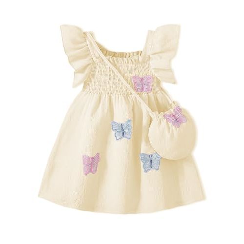 Toddle Baby Girl Dress Ruffle Summer Sleeveless Dresses 3D Floral Sundress 2Pcs Photoshoot Outfit