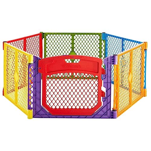 Toddleroo by North States Superyard Colorplay Ultimate 6 Panel Baby Play Yard, Made in USA: Safe Play Area Indoors/Outdoors. Carrying Strap. Freestanding. 18.5 sq ft Enclosure (26" Tall, Multicolor)