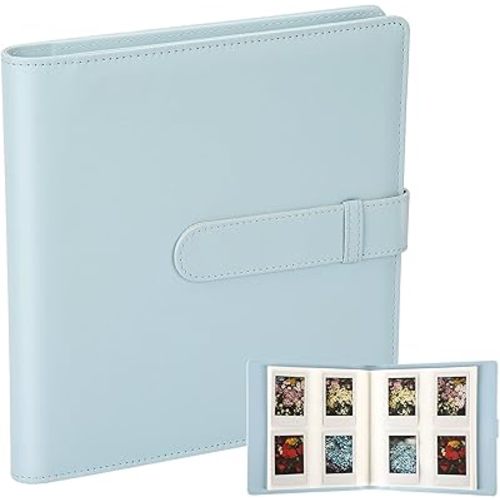 256 Pockets Photo Album for Fujifilm Instax Mini Camera, Leather Cover, Photo Album for Instax Mini 12 11 9 40 90 8 7 Evo LiPlay Instant Camera(Blue)