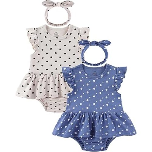 Baby Girls Romper Summer Ruffled Sleeve Bodysuit Dresses Infant Girl Clothes
