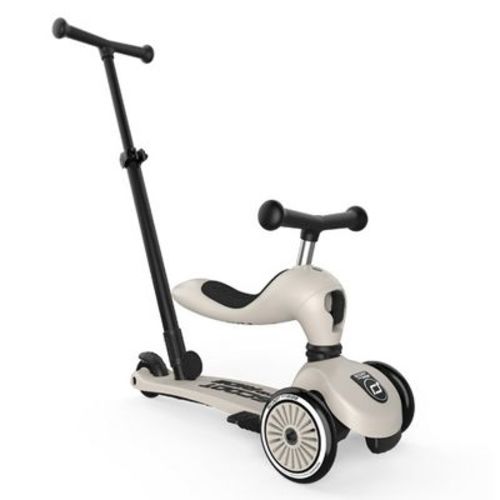 Scoot & Ride 2-in-1 Ride-On and Stand Push Kids Scooter with Adult Parent Push Bar for Toddlers Age 1 to 5, Highwaykick 1 Push & Go, Ash