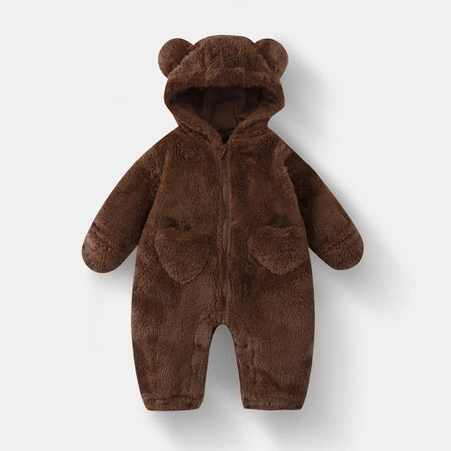 Baby Bear Hooded Fleece Romper