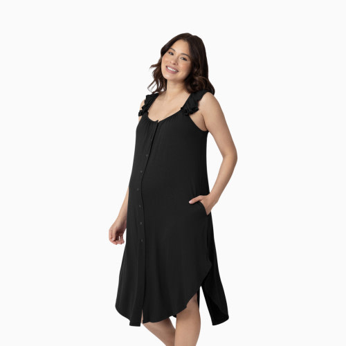 Kindred Bravely Ruffle Strap Labor & Delivery Gown - Black, X-Large/1 X