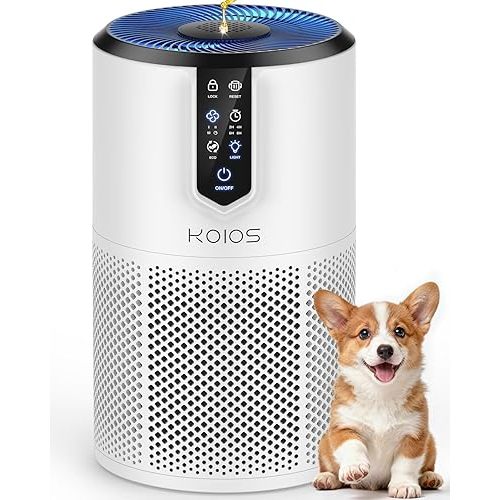 Air Purifiers for Home Large Room Up to 1300 ft², KOIOS H13 True HEPA Air Purifier for Bedroom, 15dB Quiet With Fragrance Sponge & Night Light, Eco Mode, Air Cleaner for Pets and Odors