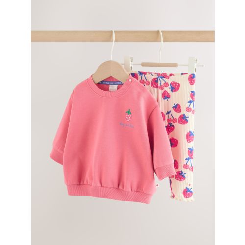 Red Strawberry Baby Sweatshirt and Leggings 2 Piece Set (0mths-2yrs)