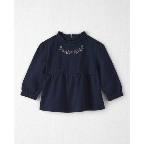 Baby Girl Organic Cotton Embroidered Peplum Top - Little Planet | Carter's